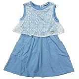 《初夏盛夏対応》 SUCRE(シュクル) 天竺+レースノースリワンピース 120cm /ブルー NO.F-474115
