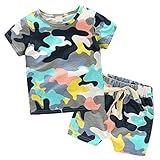 (ラボーグ) La Vogue 子供服 上下セット 男の子 女の子 半袖 Ｔシャツ トップス ショートパンツ 短パン ベビー服 キッズ 半ズボン カジュアル 迷彩柄 90