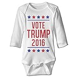 Kamifa カミファ ドナルド トランプ 米王座 イラスト 長袖ボディースーツ ベビー服 ロンパース 新生児 ファッション White 18 Months