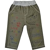 【本体綿100％】2017年 春物 ZOOMIC ズーミック 手書き風プリント ロング ツイルパンツ カーキ◇95cm