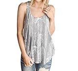 Mokao Lady夏ノースリーブカジュアルベストレディースセクシーなフェザータンクトップTシャツブラウスグレー US サイズ: S カラー: グレー