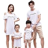 （JUTAOPIN）【親子 ペアルック】 親子 ペア ｔシャツ ＆ ショートパンツ レディース ワンピース 白 親子ペア パパ 可愛い 半袖 春 夏 メンズ 子供 男の子 女の子 90 100 110