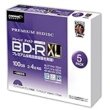 BD-RXL 100GB 2-4倍速 映像用デジタル放送対応 インクジェットプリンタ対応5枚5mmスリムケース入り