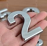 1ピースクロームシヴァーハウスドア車アドレス番号桁数字板プラークサインサイズ部屋ゲートバッジステッカー手紙レタリング-Number 2