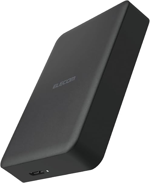 エレコム 外付けハードディスク ポータブル HDD 4TB USB 5Gbps USB3.2(Gen1) 対応 テレビ録画 PC 静音 ELP-STV040UBK - 1
