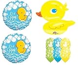 loonballoon DuckゴムブルーイエローIt 's A Boyベビーシャワーパーティーマイラー&ラテックスバルーンセット