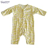 オーシャンアンドグラウンド｜ベビー肌着長袖ロンパース｜自転車柄｜イエロー