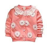 Ochine カーディガン 可愛い 花柄 レース襟 子供服 赤ちゃん ベビー服 トップス 長袖 丸首 虫よけ 出産祝い 女の子 綿 保温 おしゃれ 6-36月