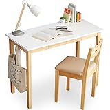 デスク 机 学習デスク イス チェア 木製 無垢材 引出し 荷物フック付 机・イスセット ホワイト×ナチュラル