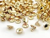 1「両10並」 100組入 両面カシメ 頭10mm 足7mm カシメ 10mm カシメセット 革細工金具 かしめ カシメ金具 レザークラフト 留め具 頭径10mm 足7mm,マットゴールド