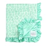 マイブランキー / Giraffe Luxe W/Satin Back W/ Ruffle アニマル プリント ブランケット ギフト myblankee マイ ブランキー ベビー Mint [並行輸入