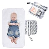 Luxja 防水オムツ替えシート ポケット付き 持ち運びカンタン 外出用 家用 グレーの矢