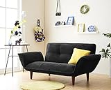 リクライニングカウチソファ【Esta】エスタ　マイクロファイバータイプ　《２人掛け、ポケットコイル仕様、日本製、脚取り外し可》 (ブラック)