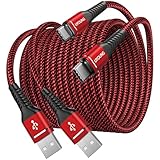 USB C ケーブル 2M Type C 充電コード 2本セット ナイロン編み 3A高速充電 データ転送 急速充電ケーブル iPhone17/16/15 Galaxy iPad 対応 赤