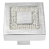 Atlas Homewares 3192 Crystal Collection 1.4-Inch Square Inset Crystal Knob, Brushed Anodized Aluminu