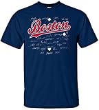 MLBボストンレッドソックスチーム署名Tシャツ、XL、海軍