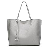 (ガラーボ) GALARVO レザーバッグ バッグ トートバッグ レディース 大容量 合皮 通勤 通学 学校 マザーズバッグ (シルバー)