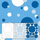 create-a-muralブルー、ベビーブルー&ホワイトポルカドット壁ステッカーデカール