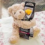 プリザーブドフラワー 1輪のローズプリザと抱っこ ベア （ゴールデンイエロー） バラ と くま の プチ ギフト