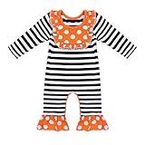 （イーエフイー）EFE ベビーロンパース パジャマ 幼児 ベビー ガールズ ワンピース コットン ロングスリーブ フリル デジタル/ストライププリント ルームウェア オールインワン マルチカラー1 X