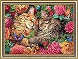 ダイヤモンドアート AN-diaart キット スクエアビーズ A3 樹脂 レジン 花畑 猫 AM-487