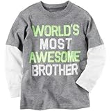 Carter's(カーターズ) ロングスリーブ レイヤードルック Awesome ブラザーグラフィック ティ ホワイト トップス長袖Tシャツ 8歳【並行輸入】