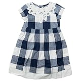 《初夏盛夏対応》SCHNEE(スネー) 先染めチェック布帛ワンピース 130cm /ネイビー NO.F-674015