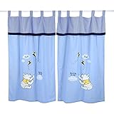 ブルーWinnie the Pooh 4ピースベビーベッド寝具セット Curtain ブルー DAME-BLUE-WINNIE-POOH-CURTAIN