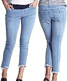 Sweet Mommy マタニティパンツ デニム ダメージタイプ選べる ローライズ ボトム 大きいサイズ 小さいサイズ 極太ウエストバンドでお腹支える コットン ポケットつき ズボン 産前産後／ライト