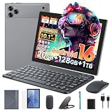 【2026新登場】 Android16 タブレット 10インチ 20GB+128GB+1TB拡張 8コアCPU MT6750 5GWIFI BT5.2 1280*800解像度5MP/8MPカメラ 8000mAh Type-C充電 2.4G/5G Widevine L1対応 GPS+GMS認証 分割画面 キーボード+マウス+保護ケース+タッチペン+フィルム付き (ブルー)