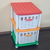 カラフルバスケット　トイボックス　２段　ホワイト