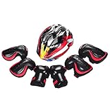 キッズ　子供用ヘルメット　自転車　アンチショツク　７点セット　膝・肘・腕保護 3組セット　防具　幼児用　通気性　サイクリング　調整可能　セーフティヘルメット　スポーツ＆アウトドア　四季通用-「ラッキー