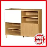 クリエ リビングキャビネット9090 鏡面塗装 木製 sa-cec90-90 ホワイト＆ナチュラル