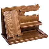 男性用ウッドドッキングステーション - 多目的ドッキングステーションとオーガナイザー,ユニバーサル ウォレット スタンド 父 夫 記念日 誕生日 プレゼント Shrads