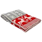 クリッパン KLIPPAN ウールブランケット 2248-02 ラップランドライトグレー／ レッド 130x180cm Wool Blankets ひざ掛け 毛布 オフィス ふわふわ 北欧ブランド [