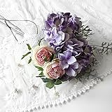 【Blooming＆me】フラワーデザイナー推薦 枯れない 高品質 上質な造花 ウェディング ブーケ 花束 結婚式 二次会 撮影にも「ハニーローズ＆紫陽花ブーケ 」 (バイオレット) [並行輸入品]