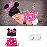 PANCY ベビー服 ベビー用 ミニー コスチューム 寝相アート 新生児 着ぐるみ 三点セット 出産祝い プレゼント ローズ