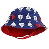 Little Me Reversible PrintedソリッドバケットSun Hat for Baby Boys with Chin Strap カラー: ブルー