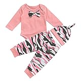 MIOIM ベビー服 子供服 上下セット ロンパース 女の子 迷彩 リポン飾り 可愛い 秋 冬 新生児 歩行服 出産お祝い 記念日 ジャンプスーツ パジャマ 0-18ヶ月