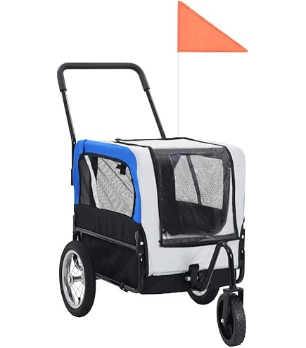 Amazon.co.jp: vidaXL 自転車用ペットトレーラー ブルー＆ブラック, 犬