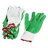 uxcell 手袋　グリーンホワイト　ゴム製ナイロン製　洗濯クリーニング　抗酸　ゴム塗料　工業用　6ペア入り