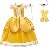 [MISOAMISO] 子供用 プリンセスドレス 豪華アクセサリーセット ハロウィン クリスマス 誕生日 プレゼント なりきり 仮装 (イエロー3, 110)