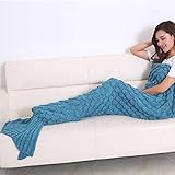 Juissie Warm and Soft Mermaid Tail Blanket,Sleeping Bag Sofa Bed Snuggle Mermaid (Blue 190*190cm) (L
