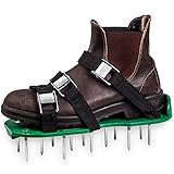 Lawn Aerator Shoes with Metal Buckles and 6 Straps - Heavy Duty Spiked Sandals for Aerating Your Gra