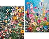 MMMonyHar ダイヤモンドアート キット 5D 丸いビーズ 全面貼り付け 2個セット 初心者 大人 DIY 手芸 手作り絵画 ダイアモンドビーズ絵画キット モザイクアート ダイヤモンド塗装 壁 デスクトップ 飾り 30x40cm 野花畑