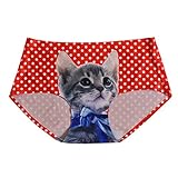 女性セクシー Tバック 透け 見せパン無地 ショーツ シースルー 可愛い 猫柄 パンティ 誘惑 下着 ショーツ 大きいサイズ ランジェリー 穴あき プレゼント トレースなし (1PC, 赤)