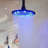 Hiendure® Stainless Steel 8 Inch Round LED Rain Shower Head, Oil Rubbed Bronze [並行輸入品]