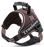 cocomall 2WAY喉に優しい犬ハーネス 負担軽減犬用ハーネス TRUE LOVE日本授権店 犬用胴輪 ドッグ ペット用品 3M反射材料 訓練 お出かけ ナイロン素材 小型犬、中型犬、大型犬に向け 通気性 調節可能 (M, ブラウン)