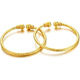 Ethlyn 2pcs/lot 18K Gold Plated Girls Boys Cuff Bangles Bracelet Birthday Gifts for little boys