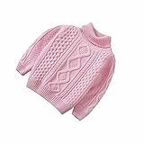 AMIGOYO 子供服 キッズ 女の子 男の子 セーター ハイネック 丸首 裏起毛 厚手 ラウンドネック トップス ボーイズ ガールズ 秋冬 ケーブル編み 無地 長袖 5色